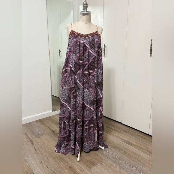 Kori Women's Purple Floral Bohemian Sleeveless Wide Leg Loose Fit Jumpsuit Small - Picture 2 of 9